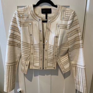 BCBG Max Azria cream blazer with mirrored details